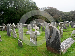 Churchyard with Commonwealth War Graves, Church of St Nectan, Hartland, Devon. photo