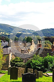 Churchyard and rooftops, Bakewell.