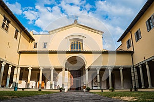 Churchyard of the Santa Maria Maddalena dei Pazzi church with arcades, Florence ITALY