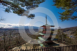 Chureito Pagoda with fuji moutain