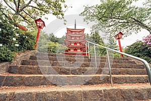 Chureito Pagoda in the morning front view