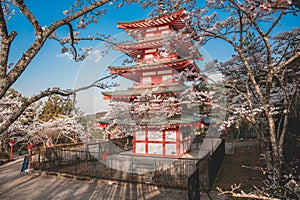 Chureito Pagoda with Mt Fuji on the background