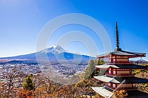 Chureito Red Pagoda is a five-story pagoda with a beautiful backdrop of Mount Fuji, a popular and famous place