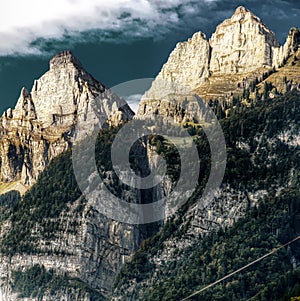 Churfirsten and the Crack in the Swiss village of Berschis, Walenstadt