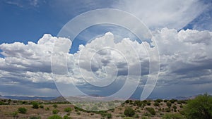 Churning Cumulus Clouds Timelapse and Blue Sky