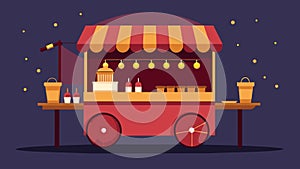 The churro carts flickering lights created a cozy ambiance drawing in more customers with each passing minute.. Vector photo