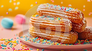 Churro delight sugared sticks with colorful sprinkle topping
