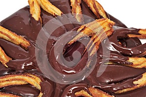 Churros con chocolate typical Spanish sweet snack