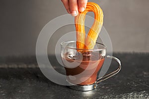 Churros in hot chocolate