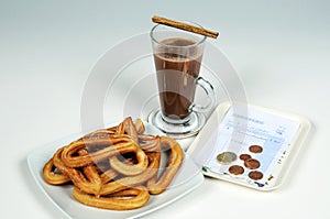 Churros and hot chocolate.