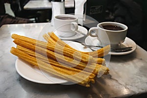 Churros and hot chocolate from Chocolateria San Gines photo