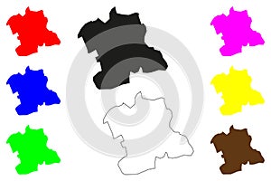 Churu city (Republic of India, State of Rajasthan) map vector illustration,