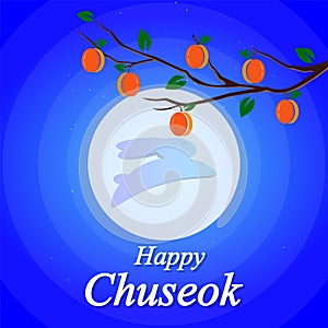 Chuseok persimmon branch moon