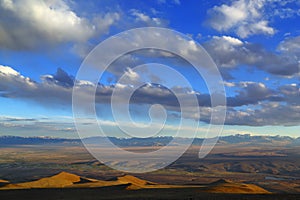 Chuya river valley in Altai at sunset