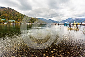 Chuzenji lake in autumn season, Nikko, Japan