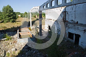 Chyhyryn Nuclear Power Plant. The building of the abandoned Ukrainian nuclear power plant Chigirinskaya. The ruins of