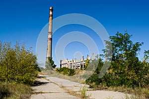 Chyhyryn Nuclear Power Plant. The building of the abandoned Ukrainian nuclear power plant Chigirinskaya. The ruins of