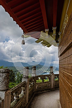 From Ci\'en Pagoda, mesmerizing vista unfolds, panoramic view of Sun Moon Lake Taiwan