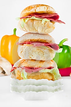 Ciabatta bread sandwich with ham