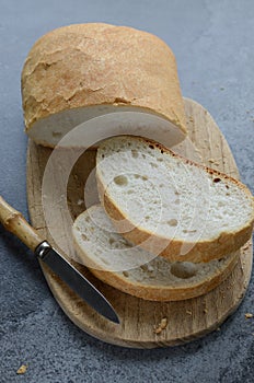 Ciabatta bread on wooden board