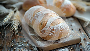 ciabatta with ears on the wooed table
