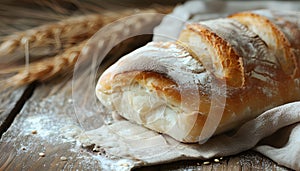 ciabatta with ears on the wooed table