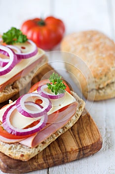 Ciabatta open sandwiches