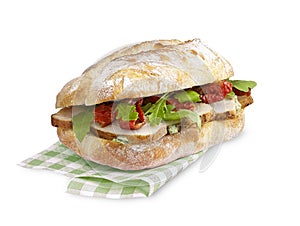 Ciabatta sandwich Chicken tomato with clipping path