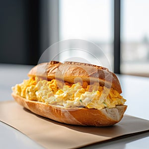 Ciabatta sandwich with scrambled eggs