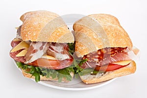 Ciabatta Sandwiches with Various Meats