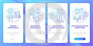 CIAM strategy features blue gradient onboarding mobile app screen photo