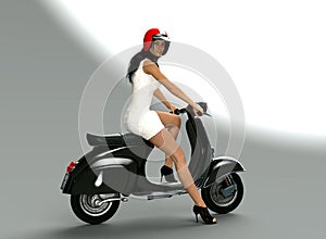 Ciao bella - Beautiful woman on a stylish Italian scooter