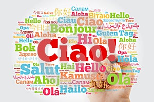 Ciao Hello Greeting in Italian word cloud