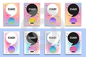 Ciao welcome tag. Hello invitation offer. Poster frame with quote. Vector