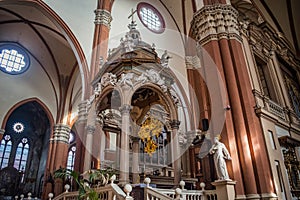 Ciborium of Vignola with golden decoration with statues of angels in Basilica di San Petronio, Bologna ITALY photo