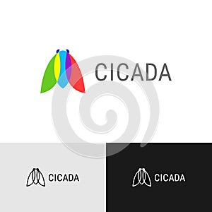 Cicada insect creative color logo. Overlay flat style symbol. photo