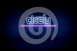 cicely - blue neon announcement signboard