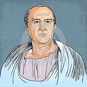 Cicero portrait in line art illustration