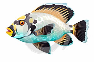 Cichlid Fish on a White Background