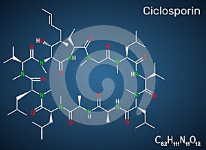 Ciclosporin, cyclosporine, cyclosporin molecule. It has immunomodulatory properties, prevent organ transplant rejection, treat