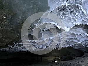 Cieling of ice cave in Alaska