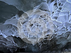 Cieling of ice cave in Alaska