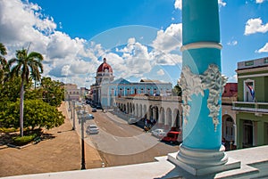 CIENFUEGOS, CUBA: The view from the top of the building Municipality, City Hall, Government Palace. Parque Jose Marti square in th