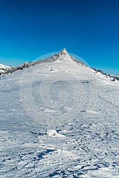 Cierny kamen from sedlo Ploskej in winter Velka Fatra mountains in Slovakia