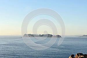 The Cies Islands from Cabo Silleiro, Pontevedra province, Galica, Spain photo