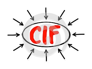 CIF Cost Insurance Freight - seller delivers their part of the contract when the goods pass the ship`s rail in the port of shipmen