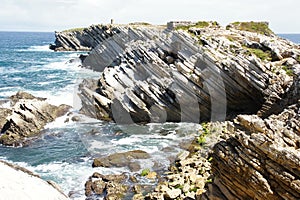 Ciffs of coastline in Baleal, Portugal photo
