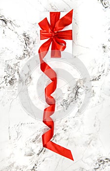 Gift box red satin ribbon bow