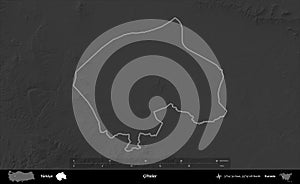 Cifteler outlined, Turkiye. Grayscale