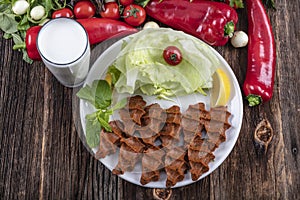 Cig kofte, a raw meat dish in Turkish and Armenian cuisines. Turkish cig means